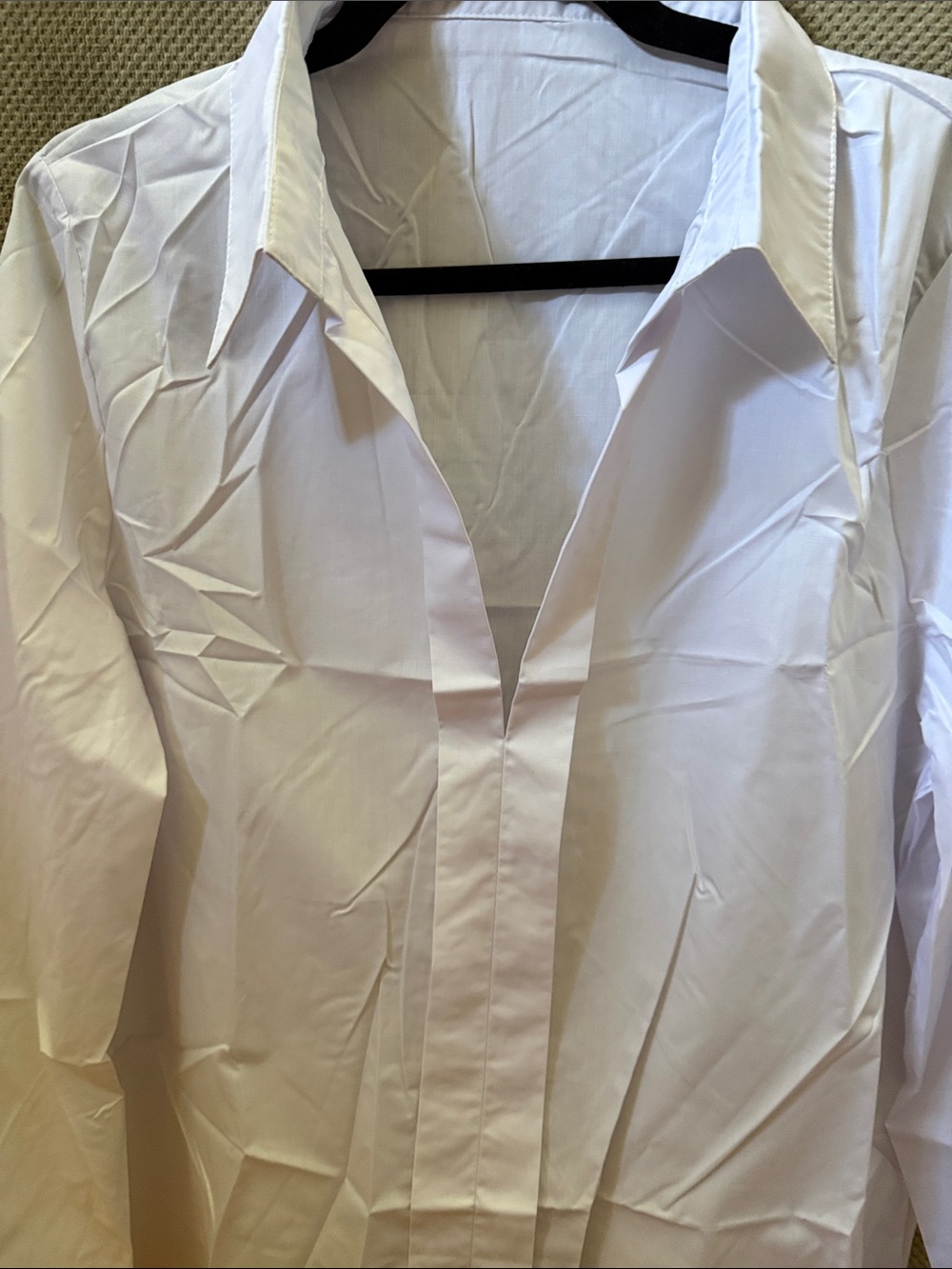 MISSLOOK White Men's Dress Shirt - Pleated Front Collared Shirt